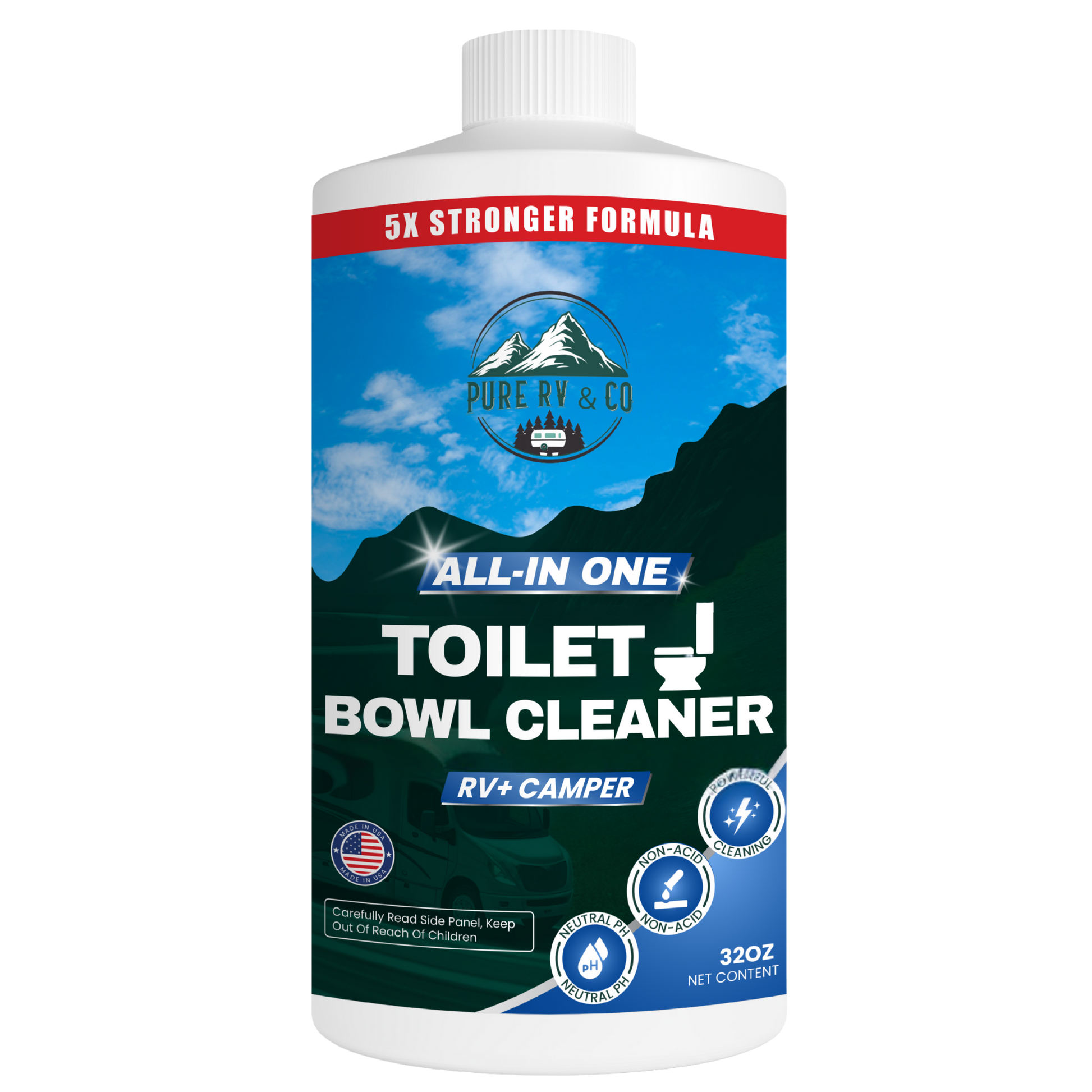 RV Toilet Bowl Cleaner with Easy Squirt Top – 5X Stronger Stain & Odor Eliminator – Sensor-Safe, Septic-Safe, Strong Formula (32 oz, Made in USA)