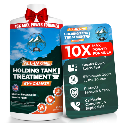High-Performance RV Black Tank Treatment | Extra-Strength Waste & Odor Eliminator with Sensor Reset | Septic-Safe – 32 Doses (32 oz) - Pure RV & Co