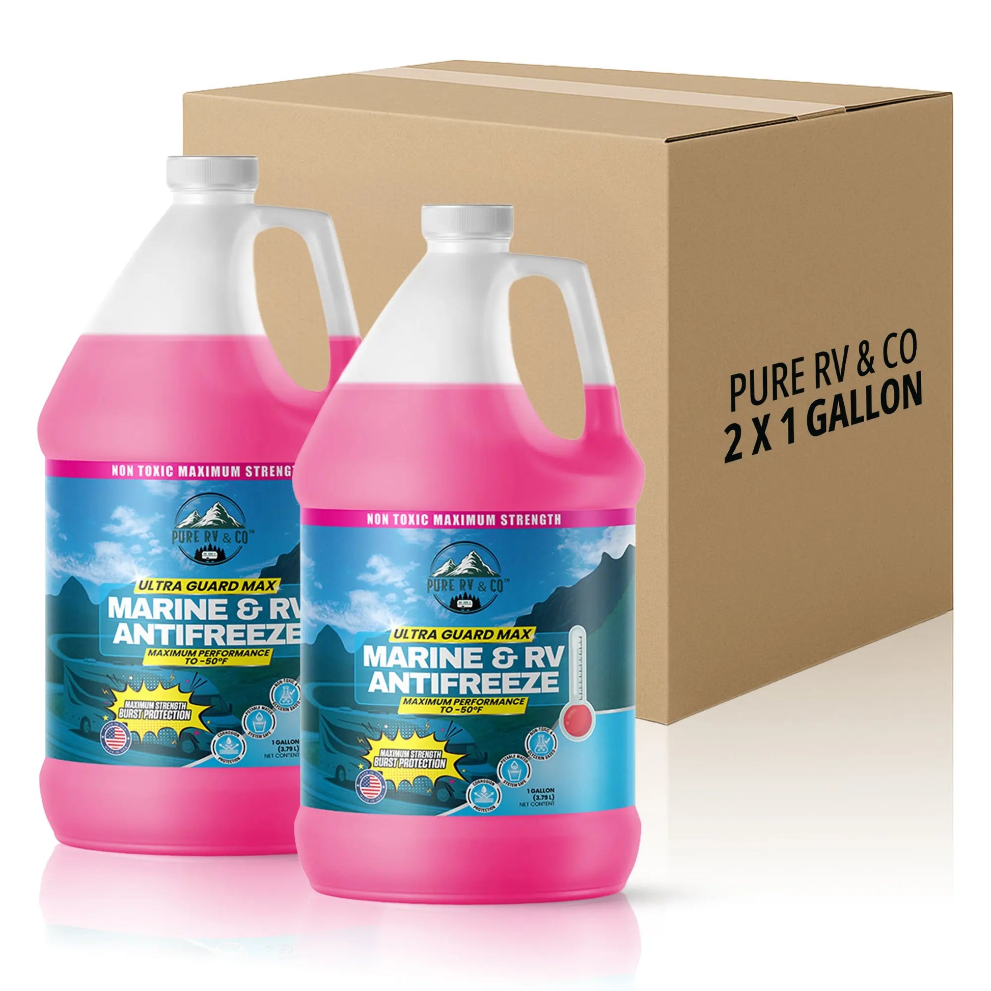 Non‑Toxic RV & Marine Antifreeze –50 °F | Potable-Water Safe Glycerin Formula | Winterize RV, Boat, Pool & Cabin | Lubricates Seals | Made in USA – 32 oz - Pure RV & Co