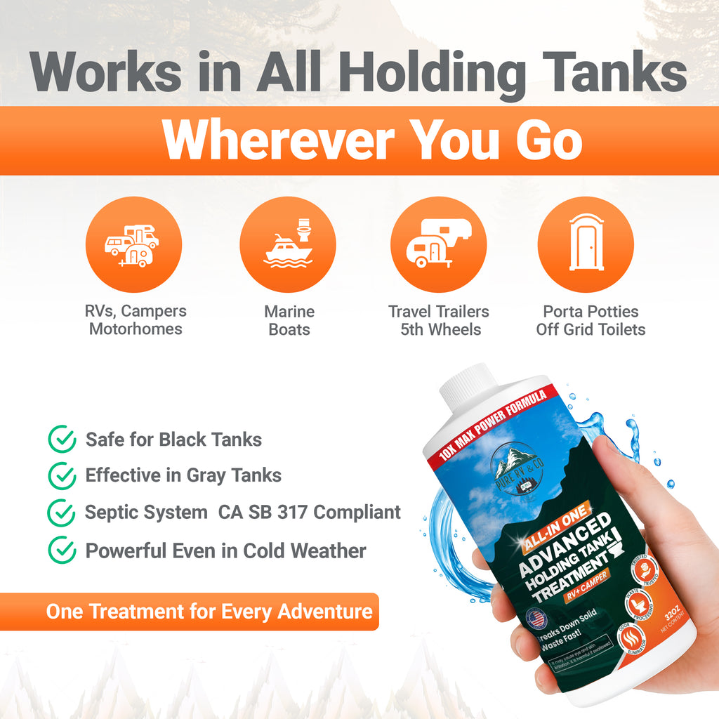 RV High-Performance Black Tank Treatment – Extra-Strength Formula for Waste, Odor & Sensor Reset – Septic Safe, Made in USA – 32 Doses (32 oz)