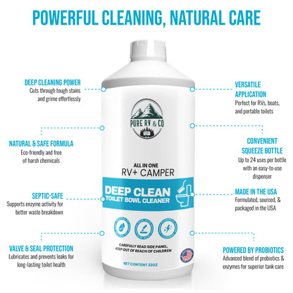 RV Toilet Cleaner – Septic-Safe, Stain & Odor Removal, Enhances Enzyme Activity, 32oz