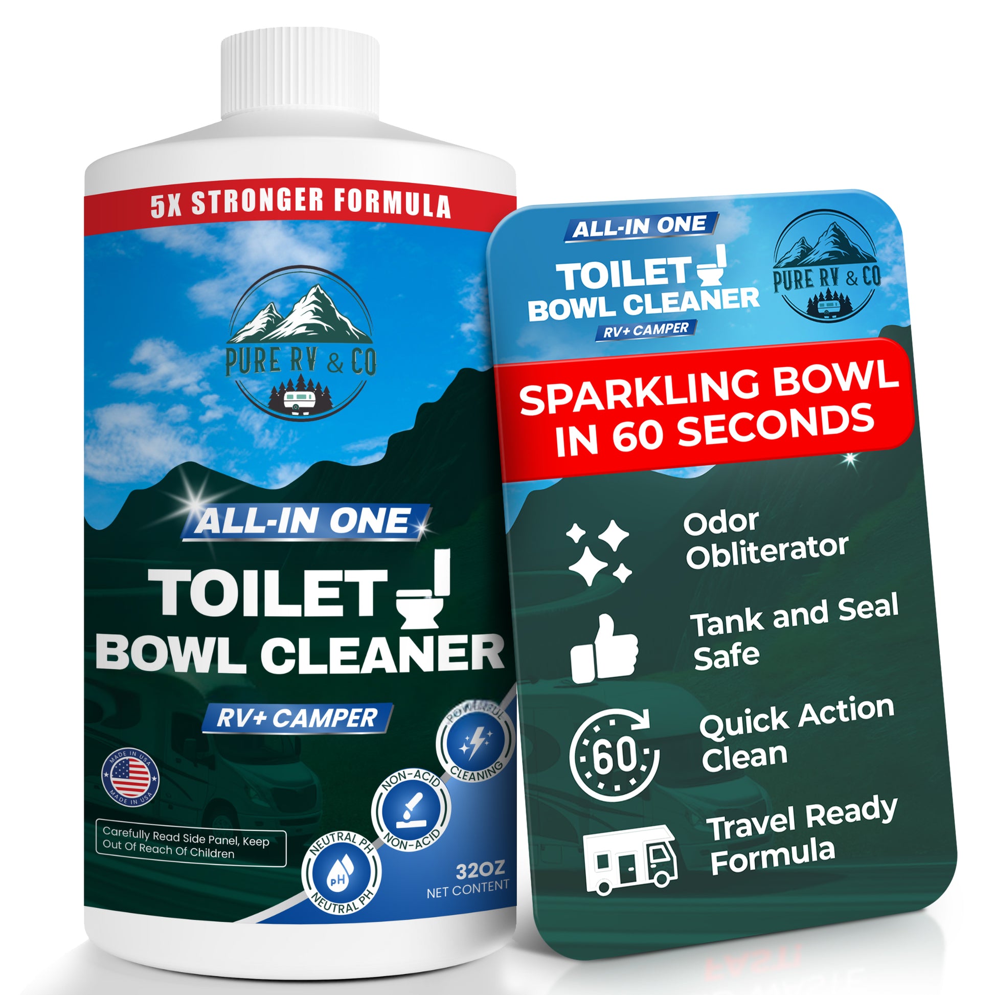 RV Toilet Bowl Cleaner – Easy-Squirt Bottle | 5× Stronger Stain Remover & Odor Eliminator | Sensor-Safe, Septic-Safe (32 oz) - Pure RV & Co