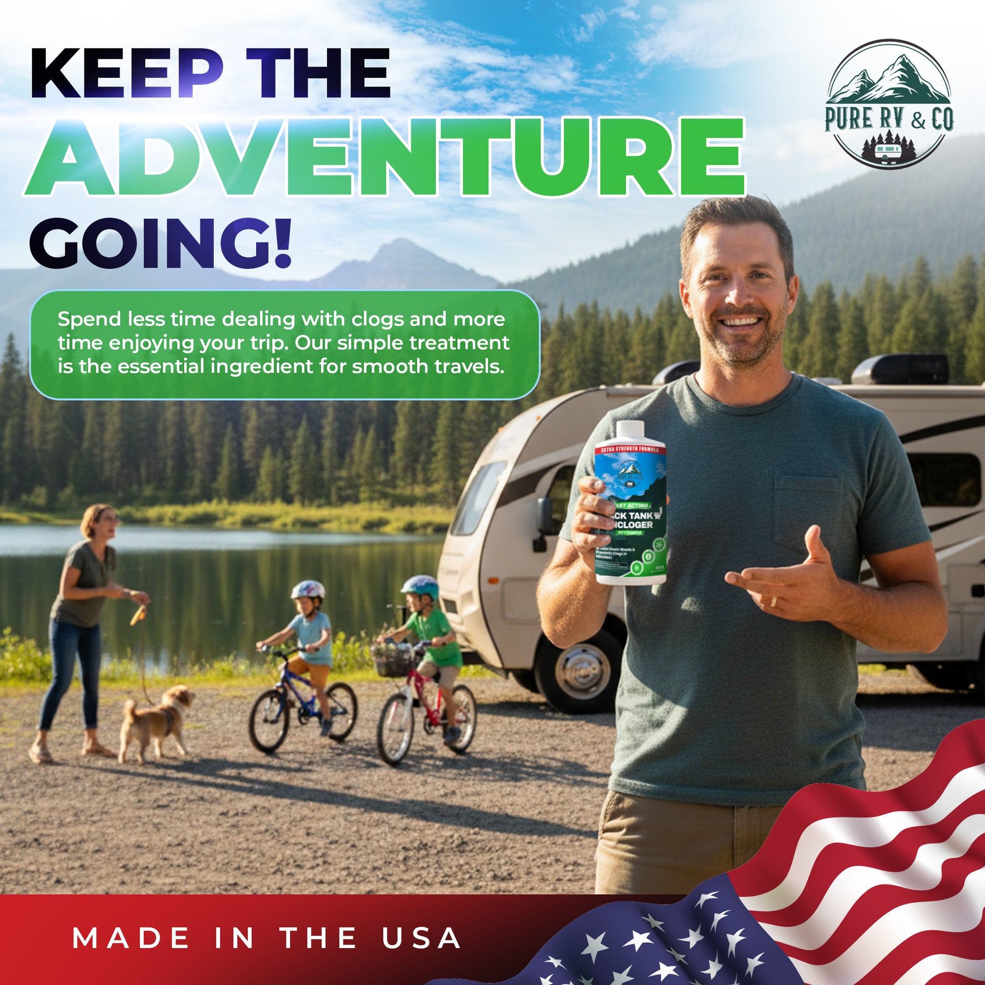 Extra-Strength RV Black Tank Unclogger | Fast-Acting Sludge & Pyramid Plug Dissolver - Pure RV & Co