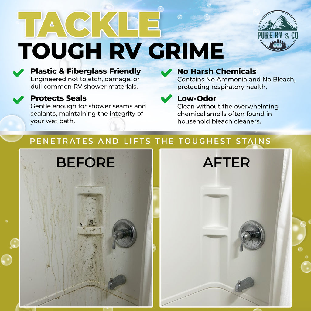 RV Shower Cleaner | Hard Water Stain & Soap Scum Remover, Citrus Scent (32 oz)